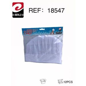 Cappello da chef Gorro Cocinero 2 pezzi bianco per uso in cucina - Product Image 1
