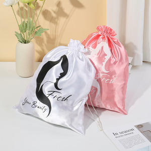 Biểu Tượng Tùy Chỉnh 30*40Cm Mềm Satin Dây Kéo Tóc Giả Túi Cá Nhân Lưu Trữ Cho Tóc Bó Cho Quà Tặng Bao Bì - Product Image 4