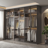 Armoire avec porte en verre et cadre en MDF, éclairage LED |   Armoire de rangement moderne sur mesure pour chambre à coucher |   Meubles écologiques pour la maison, appartement, hôtel