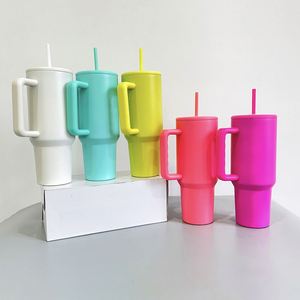 Mug de voyage isotherme sous vide en acier inoxydable, finition mate brillante, pour sublimation, 40 oz, avec couvercle et paille - Product Image 4