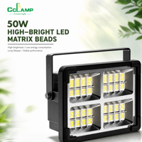 Projecteur LED solaire IP65 en ABS avec panneau solaire intégré 6V 2W, lampe de travail rechargeable pour jardin, patio, cour, grange