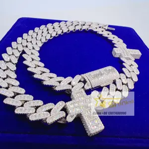 Personalizza collana hip hop fine jewelry pass tester vvs moissanite iced out diamond silver 925 catena a maglia cubana