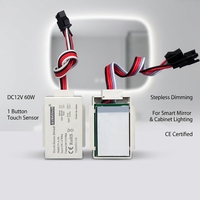 Variateur de luminosité à capteur tactile DC12V 60W, 1 bouton, contrôle de luminosité progressif pour éclairage de miroir intelligent LED, certifié CE IP54, garantie 5 ans