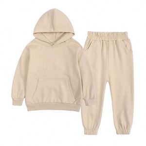 Girls & <b>Boys</b> Casual Solid Hooded Pullover Knit Sweat Suit & Track Suit Jogger Sets with Custom Logo 95% Cotton Two-Piece - Product Image 5