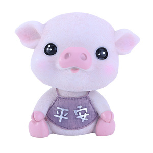 Cute Cartoon Pig Figurine Resin <b>Car</b> Dashboard Decorative <b>Ornament</b> Animal Shape Interior Accessory - Product Image 5