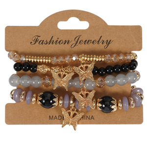 Conjunto de Pulseras de Moda con Dijes de Mariposa y Cuentas para Mujer, Multicapa, con Cristales, Diamantes de Imitación y Perlas de Imitación, Hecho en - Product Image 5