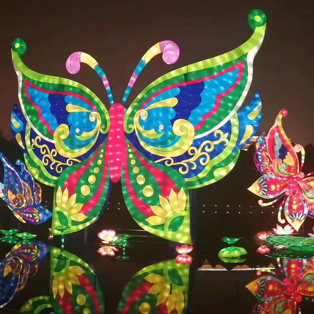 2024 bella lanterne animali cinesi del nuovo anno cinese lanterne artigianali di stoffa filo cinese lanterna artificiale all'aperto per la visualizzazione delle vacanze
