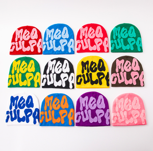 <strong>Customized</strong> High Quality 100% Acrylic Knitted Men's Women's Winter Hat Mea Culpa Jacquard <strong>Bean</strong> <strong>Bean</strong> Design with Digital Printing - Product Image 1