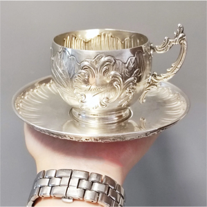 Elegante Set di Tazze da Caffè in Argento Sterling, Tazzine da Espresso Vintage, Stile Europeo Antico per Arredamento Bar e Casa - Product Image 4