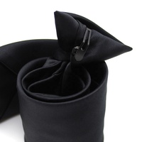 Cravates en satin 100 % polyester noires pré-nouées à clipser pour hommes, faciles à porter, pour smoking, vente en gros Chine