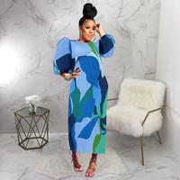 Robes Miyake pour femmes, best-sellers de l'automne, décontractées, à manches lanternes, col rond, imprimées, plissées, grandes tailles
