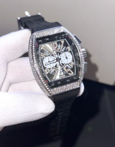 Thạch anh xem người đàn ông sang trọng Chronograph hip hop đồng hồ người đàn ông Mens Sliver cổ tay đồng hồ Đồng hồ nam - Product Image 2