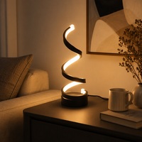 Lampe de table LED spirale contrastée noir et blanc