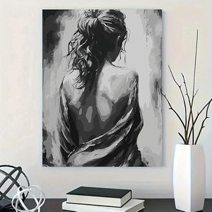 Kit de <span class=keywords><strong>peinture</strong></span> à l'huile DIY Songwoo, portrait abstrait <span class=keywords><strong>noir</strong></span> <span class=keywords><strong>et</strong></span> <span class=keywords><strong>blanc</strong></span>, femme vue de dos en niveaux de gris, <span class=keywords><strong>peinture</strong></span> <span class=keywords><strong>par</strong></span> numéros - Product Image 2