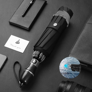 Parapluie de voyage pongé à fenêtre cassée à trois volets automatique de luxe de haute qualité Design classique pour les hommes d'affaires - Product Image 2