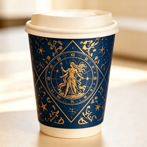 Gobelets à café jetables à double paroi imprimés sur mesure avec des motifs inspirés de la mythologie grecque et des couvercles - Product Image 3