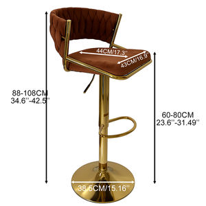 Hot-bán tuq ghế sang trọng nhung vuông thanh phân với tựa lưng và vàng kim loại dệt thiết kế cho quầy bar - Product Image 2