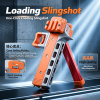 Slingshot semi-automatique à catapulte, 13 billes en acier, tir rapide avec chargeur en alliage d'aluminium, longue portée, tir en plein air, chasse
