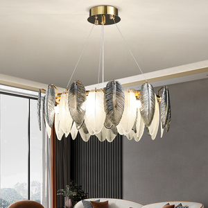 Lámpara de araña de cristal posmoderna, lámpara de lujo americana para sala de estar, lámpara cálida de plumas para dormitorio, famosa en internet. - Product Image 2
