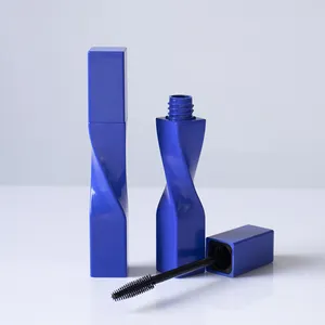 2024 special design blue the latest wholesale factory stylish personalized bottle blowing curve empty plastic mascara tube