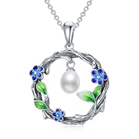 Collier pendentif guirlande de perles d'eau douce en argent sterling S925 à la mode collier de bijoux en émail