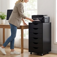 Armoire à dossiers verticale, armoire de classement noire à 6 tiroirs pour le rangement de bureau avec roulettes |   Usine Homex_BSCI