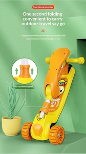 Adjustable Height Kids' Scooter with 3 PU <b>Wheels</b> Foldable <b>Plastic</b> Aluminium Toy Featuring Music for Babies Children - Product Image 3