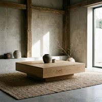 Table basse en bois unique, faite à la main, style Wabi-Sabi, mobile, grande table centrale, table à thé pour salon de villa de luxe
