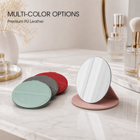 Miroir de poche personnalisé avec logo, coque en cuir PU, miroir de maquillage portable à une face pour femmes, cadeau souvenir