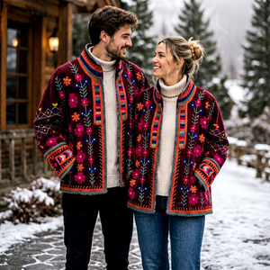 Chaqueta de Invierno de Terciopelo Bordada a Mano para Mujer |   Abrigo Artesanal de Lujo | Colección de Ropa Exterior de Moda Premium - Product Image 1