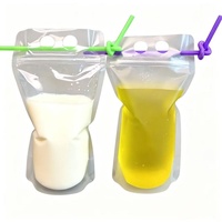 Pochette d'emballage liquide transparente OEM mate de 500 ml avec fermeture éclair et poignée portable pour boissons