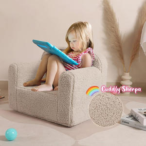 OEM Custom Toddle & <span class=keywords><strong>Kids</strong></span> Weiche Sherpa Sofa Couch, kuschel iger Kleinkinds chaum Stuhl Kinder Lese stuhl für Jungen und Mädchen, hellgrau - Product Image 3