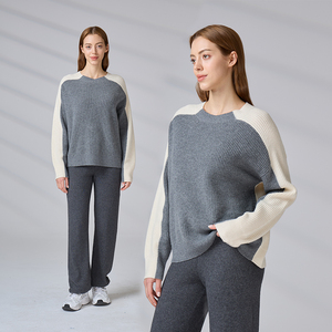 OEM Logo Women's Cashmere Blend Wool Knitted Sweater Crew Neck Long Sleeve <b>Pullover</b> - Product Image 1