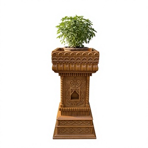 Soporte de Tulsi de madera hecho a medida para Pooja decoración del hogar último diseño interior tradicional alto tallado madera de teca Puja soporte Decoración - Product Image 4