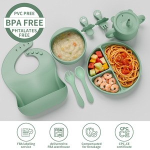 Juego de <span class=keywords><strong>Vajilla</strong></span> para Bebés Más Vendido, Juego de Cena de Silicona Irrompible con Tazón para Refrigerios y Babero - Product Image 1