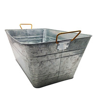 Seau à glace carré en métal galvanisé de 10,9 gallons, bac à boissons, refroidisseur pour bière et fêtes