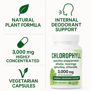 Chlorophyll Kapseln 3000mg natürlicher Pflanzen extrakt Internes Deodorant Support Body Detox Frischer Atem 60 Vegetarische Kapseln - Product Image 3