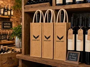 Custom Logo Eco-friendly Durable Strong Reusable Jute Wine Tote Shopping <b>Bag</b> - Product Image 4