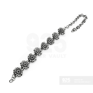 Collar de Cadena con Diseño de Girasol y Pulsera Floral para Mujer, Plata de Ley 925, Regalo de Compromiso o Boda - Product Image 2