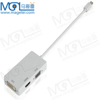 Adaptateur Mini DP Mâle vers HDMI DVI VGA de Haute Qualité 20CM, Adaptateur 3 en 1, Câble