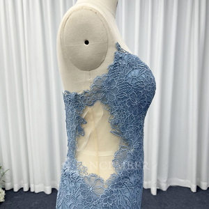 Vestido de Tul Hx207 para Graduación, Largo, con Hombros Descubiertos, Vestido de Noche Formal para Mujer, Estilo Sirena con Encaje, Vestido de Gala Jancember - Product Image 5