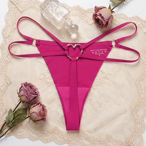Women Sexy Heart Ring <b>Thong</b> Panties Solid Double Straps Low Waist T-Back Underwear Breathable <b>Seamless</b> Underwear for Women - Product Image 2
