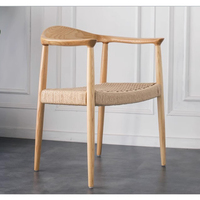 Chaise de salle à manger commerciale en bois nordique avec corde, chaise moderne en rotin Oka pour restaurant, café, hôtel