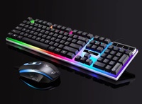 T315 Professional LED Wired Gaming Keyboard Mouse Combo Full Size Backlit Set for Gamers USB Interface Waterproof for Office Use