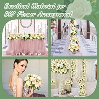 Lot de 24 têtes de pivoines artificielles en tissu de soie, blanc et champagne, pour la vente en gros
