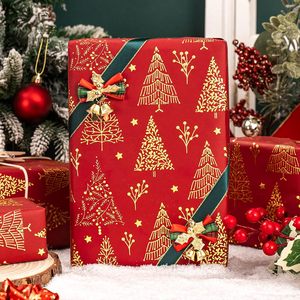 Homeral Christmas Wrapping Paper Roll 17in x 32.8ft Gold Foil Trees Gift <b>Wrap</b> for Holiday Craft Recyclable - Product Image 2