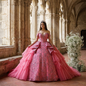 Vestido de Fiesta Largo Rosa Xy002 para Quinceañera, Sweet 16, XV - Product Image 1