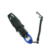 Cuchillo de rescate acuático de espiga completa con funda de liberación rápida de cabeza plana y soporte para chaleco salvavidas