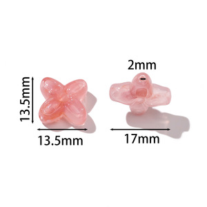 Perles de fleurs en acrylique à quatre pétales, perles lâches pour la fabrication de bijoux, accessoires de bricolage, 12mm, multicolores - Product Image 2