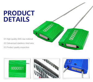 Khóa cáp thép 2.0mm, niêm phong an ninh bằng kim loại, hợp kim nhôm, niêm phong cáp container màu xanh dương - Product Image 2